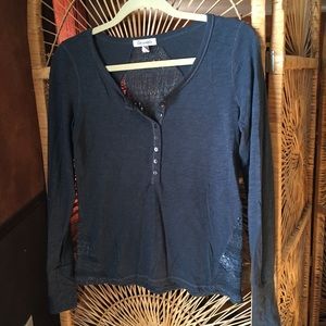 AEROPOSTALE Blue Knitted Back Long Sleeve Top Small